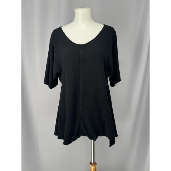 Tienda Ho Shirt Womens One Size Black Tunic Asymmetrical Rayon Cotton Whimsigoth - Picture 1 of 10